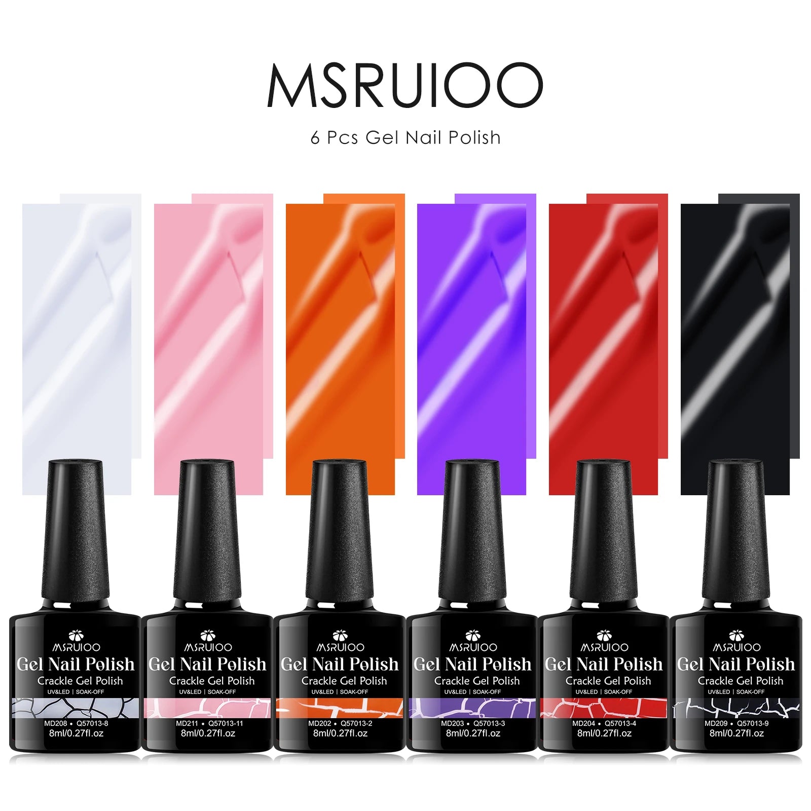 6pc Crackle Gel Nail Polish Set Quick Dry Nail Supplies Varnishes Hybrid Semi Permanent Soak Off Manicure for Nails Design