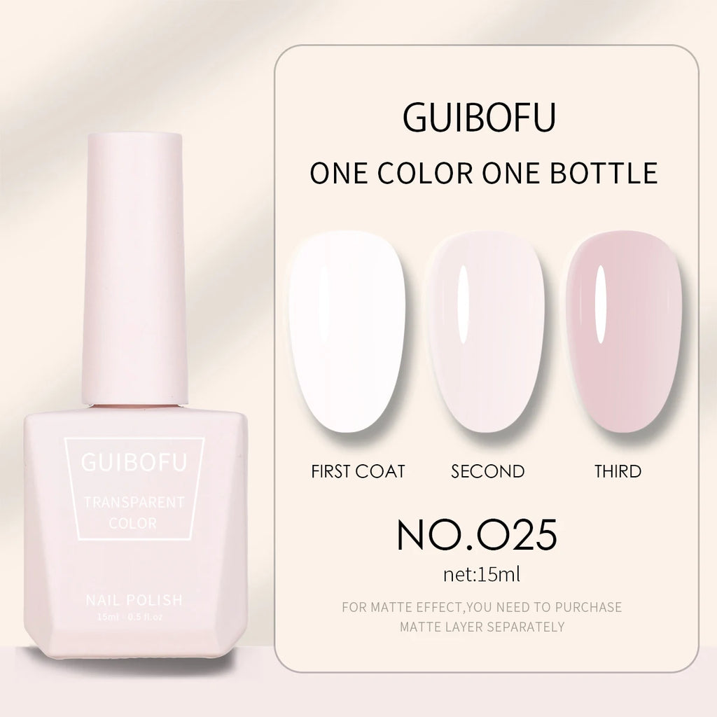 1pc 15ml Milky Jelly Nude Gel Nail Polish Transparent Colors Sheer White Pink Gel Nail Kit For Salon 68 Color