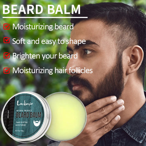 5pcs/set Beard Oil Balm for Men Beards Moisturizing Care Essential Oil for Promote Healthy Beards Growth Beard Styling Tool Kit