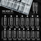 150Pcs Space French Nail Dual Forms Clear Nail Extension 15 Sizes Nail Forms Reusable Nail Tips For Gel Manicure DIY Salon Tools