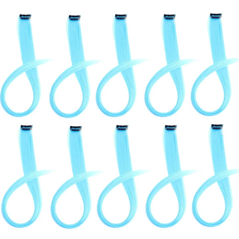 10pcs 22Inch Synthetic Long Straight Hair Extensions Clip in Colored Party Highlights Hairpieces for Women Kids Girls