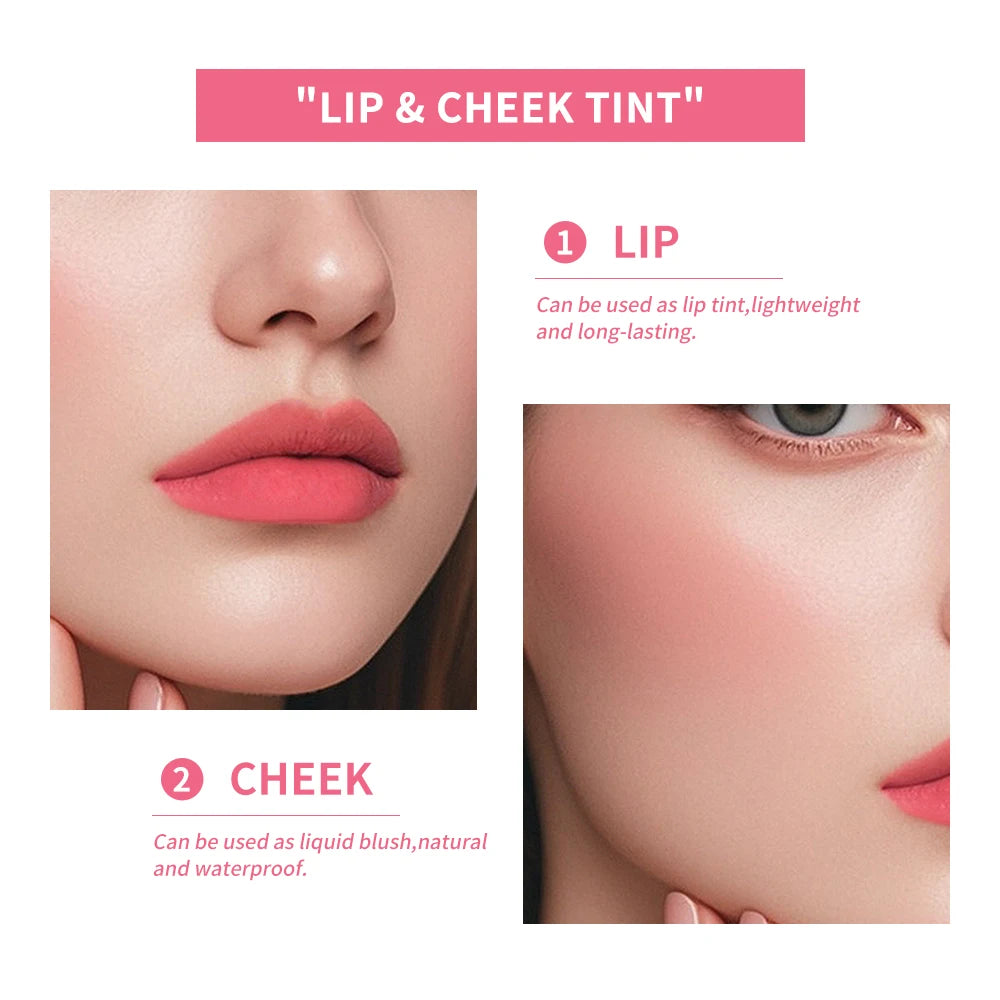 6Colors Water Lip Stain Moisturizing Lip Glaze Long Lasting Lip Ink Face Lip Dual Purpose Waterproof Liquid Cosmetic Makeup