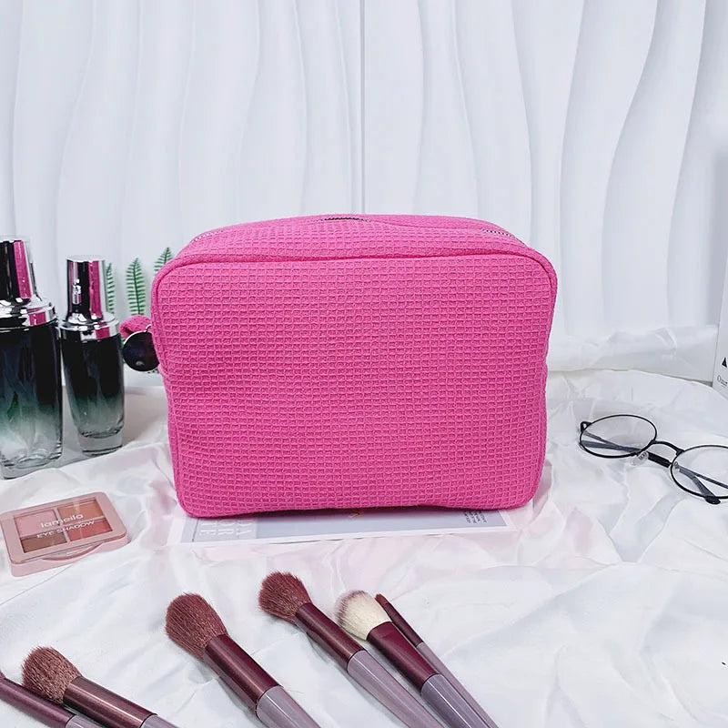 New Waffle Cosmetic Bag, Personalized Monogrammed Toiletry Bag, Embroidered Make Up Bag,Bridesmaid Makeup Bag, Wedding Gifts