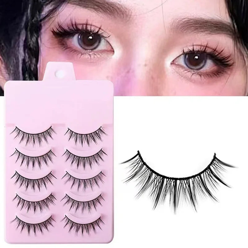 Natural Long Cosplay Makeup Cross Strip False Eyelashes Black Eye Lashes and Cat Eye Lashes 5pairs Mink Eyelashes Faux Cilios