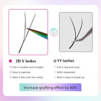 Yelix New 2D Volume Lashes Dark Brown Ultra-thin Y Lash Extension Lightweight Premade Fans Eyelash Extensions Single Tip 2D Y