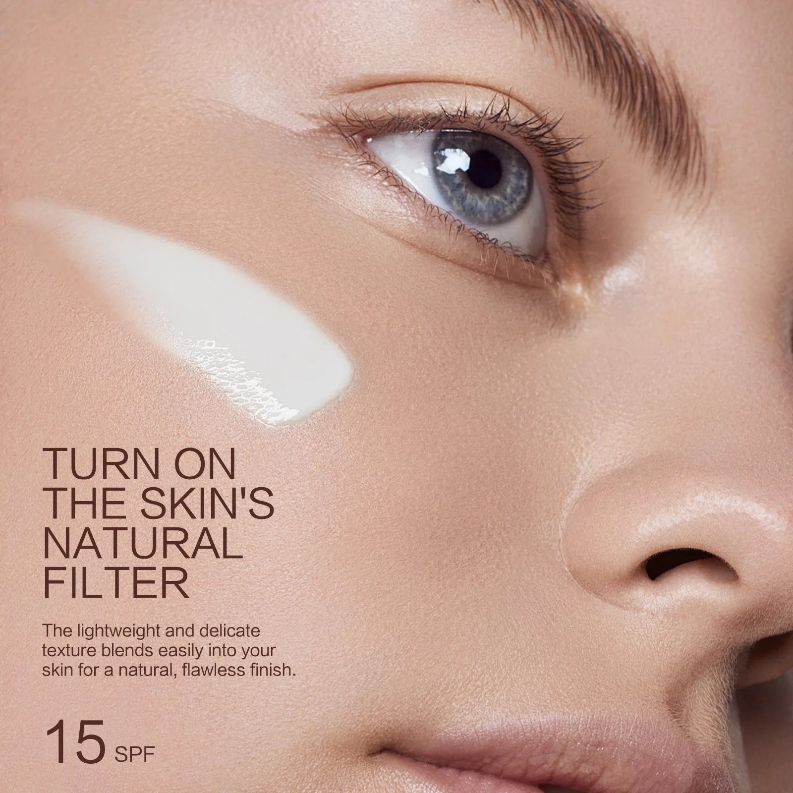 Changing Foundation SPF 15 - 50ml Lightweight Liquid Makeup for Fair to Medium Skin, Hydrating Natural Coverage with Hyaluronic