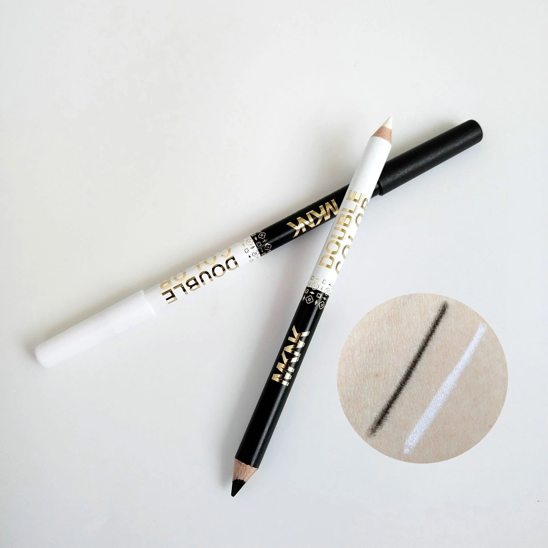Two-Color Wooden Eyeliner Pencil Smooth Matte Black White Gel Eye Liner Pen Dual-use Pearlescent Silkworm Highlight Shadow Pen
