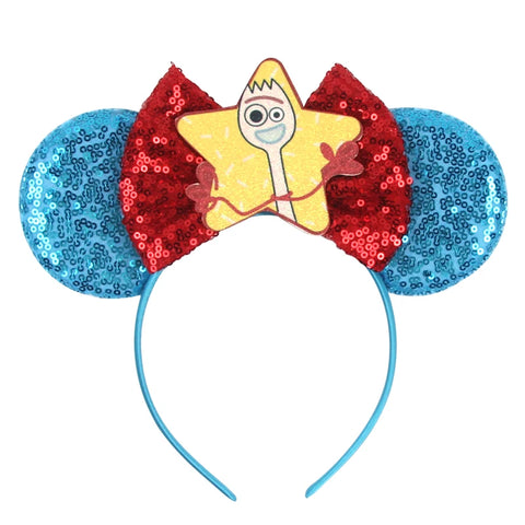 Disney Mickey 3.3"Velvet Ears Headband For Girls Soft Bow Hairband Halloween Festival Party Christmas DIY Hair Accessories