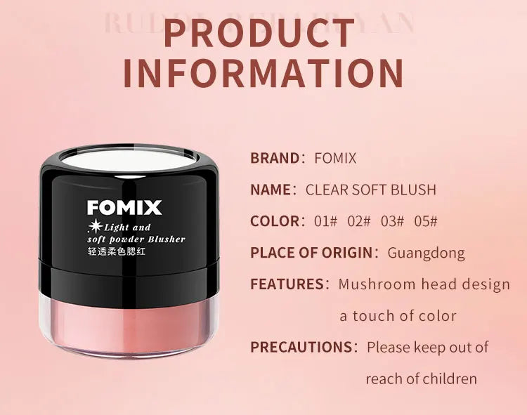 FOMIX Loose Powder Air Cushion Blush Long Last High Pigment Soft Misty Matte Face Blusher Natural Colors For Cheek