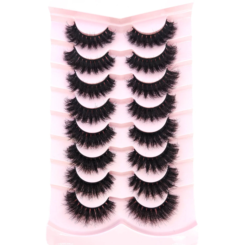 HBZGTLAD 5/8 Pairs of Natural Russian Striped Mink Lashes 3D False Lashes Volume Wavy False Lashes Eyelash Extensions Makeup