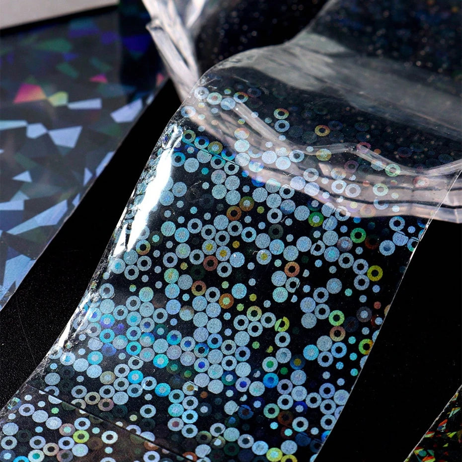 9PCS/Bag Nail Transfer Stickers Laser Patterns Holographic Design Gel Decal Foil Slider Art Decoration Manicure Accessories Tool
