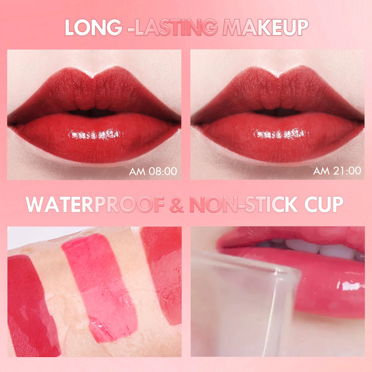 1PC Fruit Juice Lip Tint Non-stick Cup Liquid Lipstick and Blush 2 in1 Waterproof Smudge Proof Long Lasting Water Lip Stain