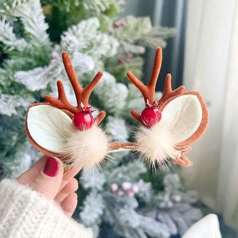 Christmas Hair Clips for Women Girls Antler Deer Ear Hairpin Hairgrips Kids New Year Barrettes Hair Accessories Jewelry