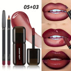 Gradient Lips Set, Lip Liner + Glass Lip Gloss, Mirror Shine Finish, Smooth Blend, Nude Shades, Long-Lasting