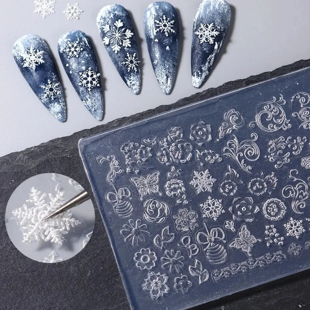 Cake Cream Lace Heart Silicone Nail Mold Sweet Y2K Nail Art Decorations Template DIY Design Transparent Manicure Stencils 1