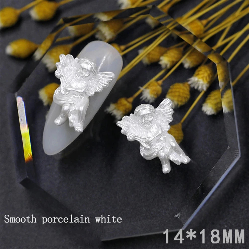 10Pcs Pink Gold Bear Nail Charms Japanese Cartoon Jewelry Nails Art Decoration 3D Rabbit Bear Manicure Accessories For Girl Lady