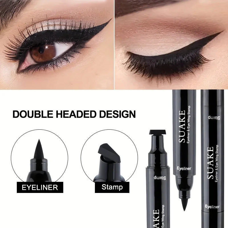 Black Eyeliner Stamp Triangle Dual-ended Liquid Eyeliner Waterproof Sweat-proof Quick Dry Eyeliner Makeup Seal Tool Cosmetics
