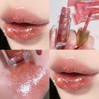 Sweet sparkling lip glaze mirror lip shine light lip gloss transparent lip gloss water gloss pure desire