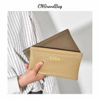 Custom Letters  Ladies Genuine Leather Ultra-thin New Minimalist Long Wallet With Automatic Closure makeup Lipstick Storage Bag