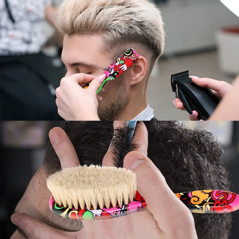 New Professional Barber Hair Cleaning Brush Men Horse Hair Bristle Beard Brush Hairdressing Neck Duster Broken Hair Remove Tools