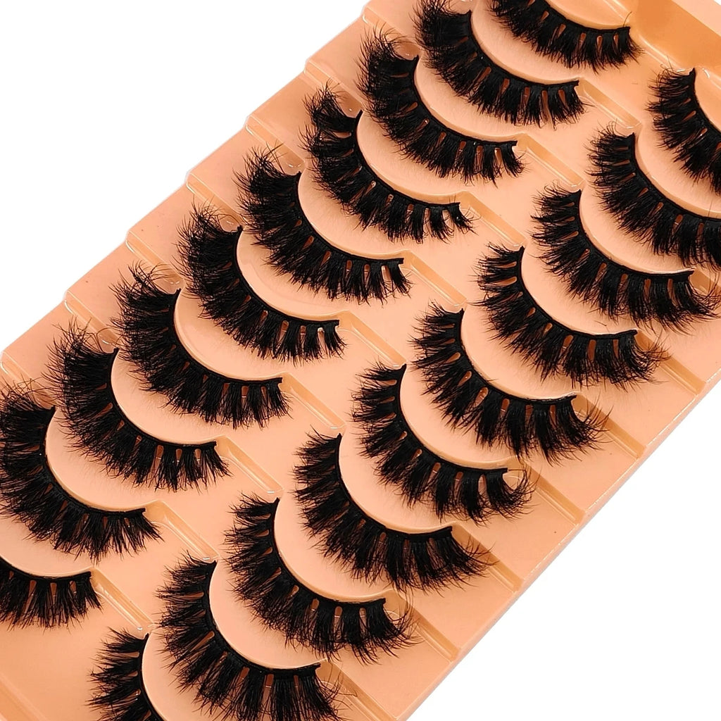10 pairs of Russian striped eyelashes fluffy artificial mink eyelashes 3D fake eyelashes Russian curly eyelashes fake eyelashes
