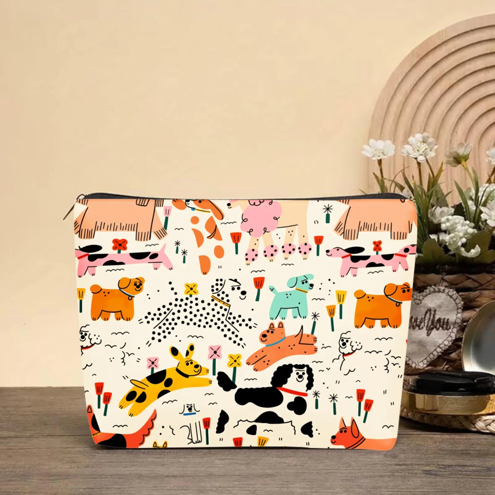 Chic Vintage Cat Print Cosmetic Bag Lightweight Makeup Pouch for Women & Men Coin Purse  Storage Bag Zipper Pencil Case