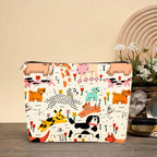Chic Vintage Cat Print Cosmetic Bag Lightweight Makeup Pouch for Women & Men Coin Purse  Storage Bag Zipper Pencil Case