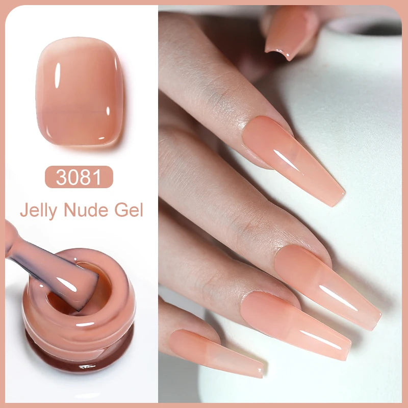 Arte Clavo Transparent Nude Pink Color Jelly Gel Nail Polish Semi Permanent 15ml Top Coat Soak Off UVLED Varnish Nail Art Design