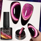 PUENTE 7.5ML Blue Laser Cat Magnetic Gel Nail Polish Sparkling Holographic Rainbow Cat Eye Gel Soak Off UV/LED Nail Art Varnish