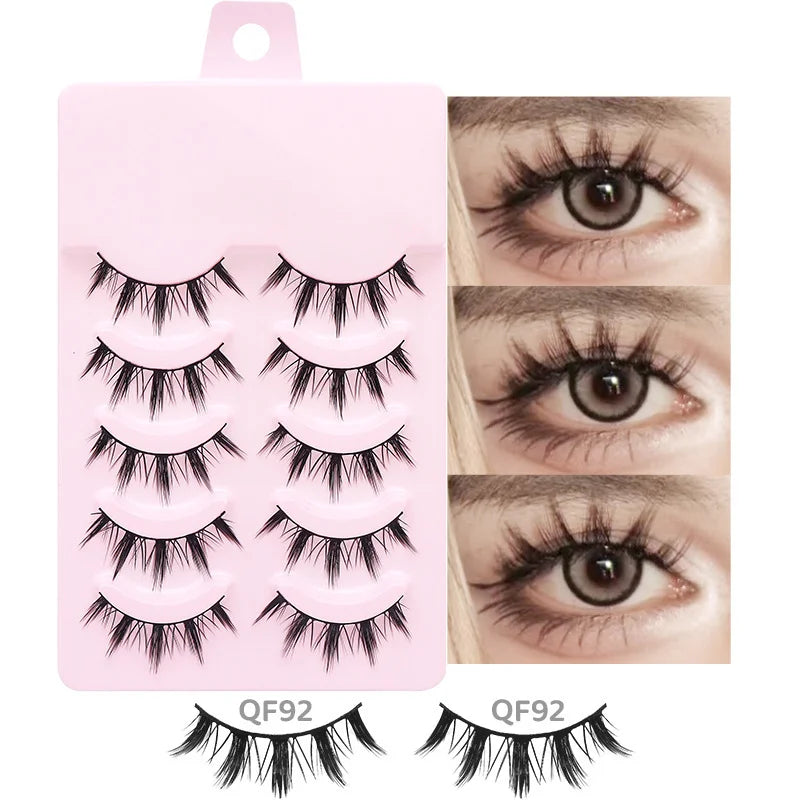 5 Pairs Manga Lashes Soft Natural Long False Eyelashes Anime Wispy Strip Lashes For Korean Doll Eye Makeup Look