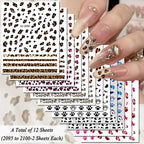 3/6/12 Sheets Leopard Nail Art Stickers Set – Self-Adhesive Animal Nail Decals for DIY Manicure, Cheetah Paw Nail Decorations