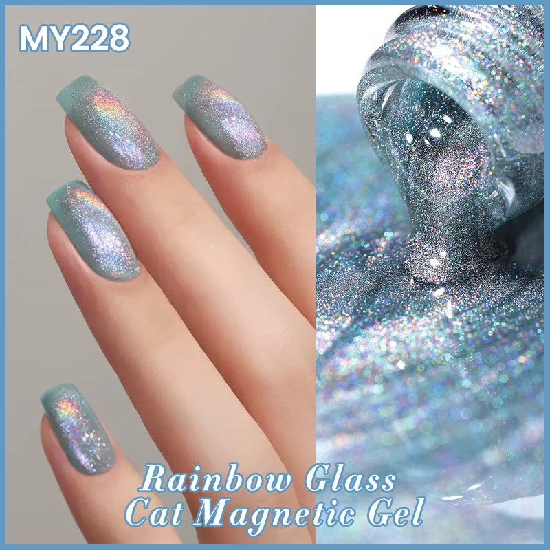 BORN PRETTY 10ml Black Glass Cat Magnetic Gel Nail Polish Punk Style Nail Art Manicure Varnis Semi Permanent Gel for Winter Nail