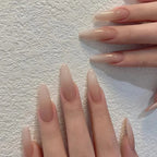 Sweet Gradient Pink Fake Nail Tips Ins Simple Nude Color False Nails Round Head Korean Girl Lady Press on nail Wearable 24pcs