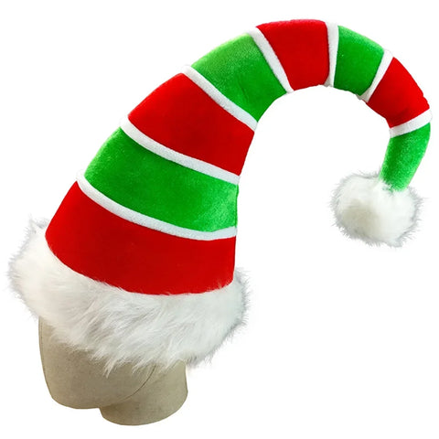 Christmas Hat for New Year, Snowman, Elk, Golden Velvet, Red and White Striped, Christmas Decorations, Adult Version
