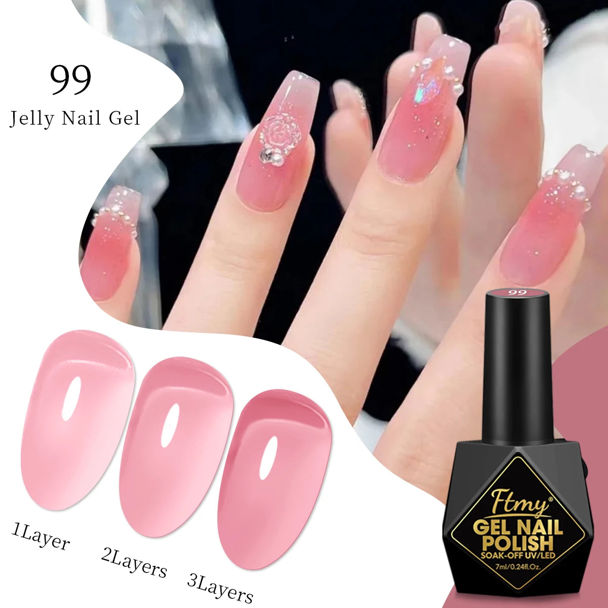 FTMY 7ML Jelly Gel Nail Polish Candy Color Gel Polish Long Lasting Nail Gel For Nail Salon - Multicolor Optional