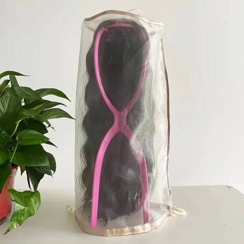 2pcs/set Wig Storage Bag wth Wig Stand, 1pc Adjustable Wig Bag with Drawstring Portable and 1pc Plastic Stand for Wigs
