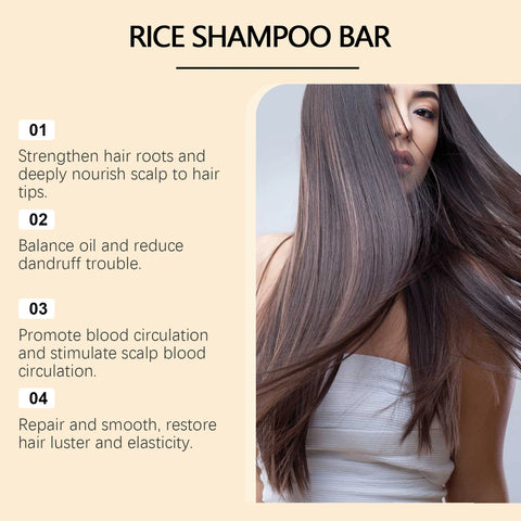 Rice Shampoo Bar Repair Damaged Hair Care Nourishing Scalp Improve Frizzy Split Ends Anti Dandruff Oil Control Hair Growth Soap