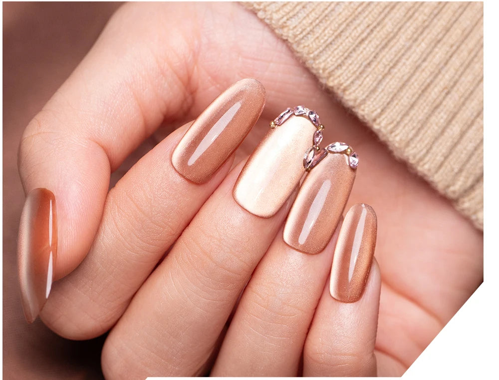 PUETNE 7.5ML Amber Moonlight Cat Magnetic Gel Nail Polish Winter Nails Jelly Glass Cat Eye Soak Off UV Semi-Permanent Varnish