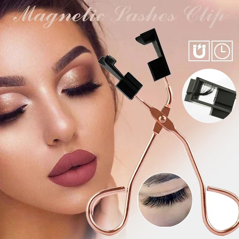 Portable Magnetic Eyelash Curler Clip Stainless Steel Magnetic Lashe Details Curling Applicator Natural Look Eyelash Makeup Tool