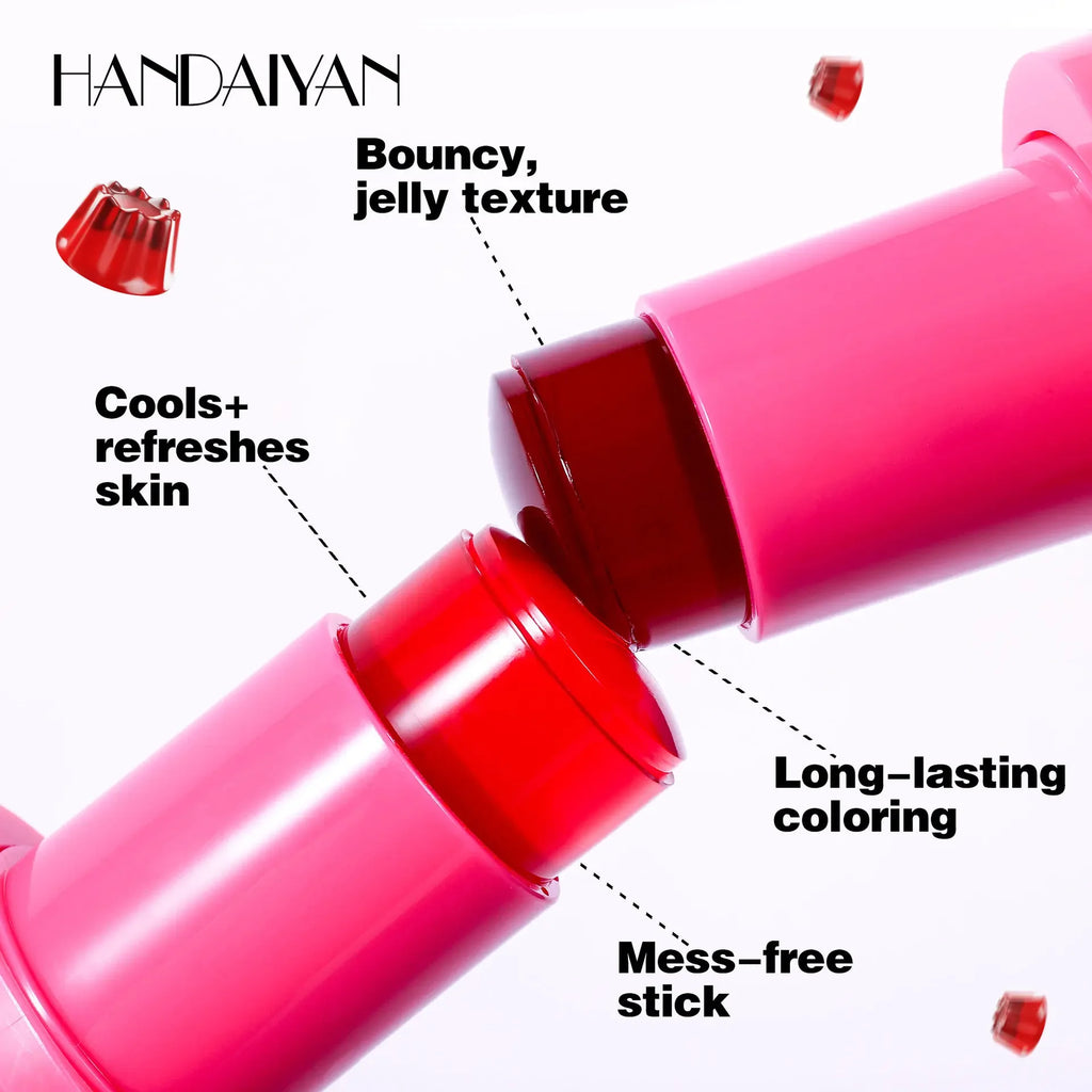 Lip and Cheek Jelly Blush Stick Lipstick Jelly Blusher Stick Makeup, Water Jelly Tint Stick, Lightweight Long Lasting Cosmetics