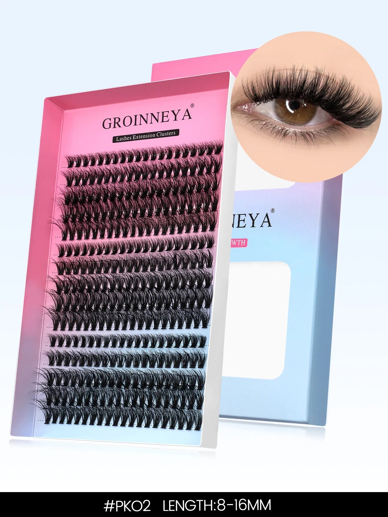 GROINNEYA DIY Eyelashes Cluster Lashes Lash Extension Natural Soft 100% Handmade Mink Lashes Reusable Makeup