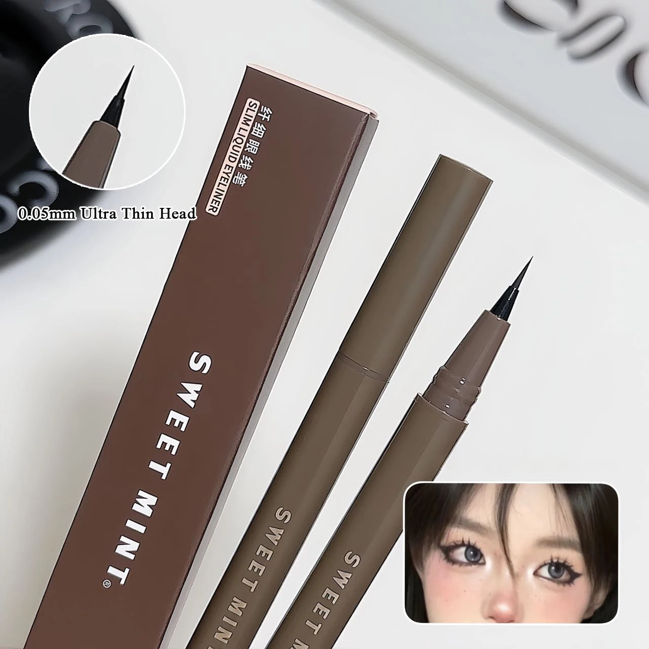 Waterproof Liquid Eyeliner Eyebrow Easy To Color Sweat-proof Eyebrow Pen 0.05MM Ultra Thin Head Eye Liner Eyelash Eye Makeup