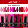 MEET ACROSS 6Pcs/Set 7.3ml Sparkly Red Pink Gel Nail Polish Glitter Semi Permanent Nail Art LED UV Gel Varnish Nail Supplies