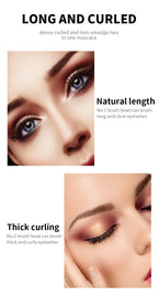 QIC Double Effect 4D Mascara Waterproof Long Curl Natural Thick Eyelash 2-in-1 Black Mascara with 2 Brush Heads