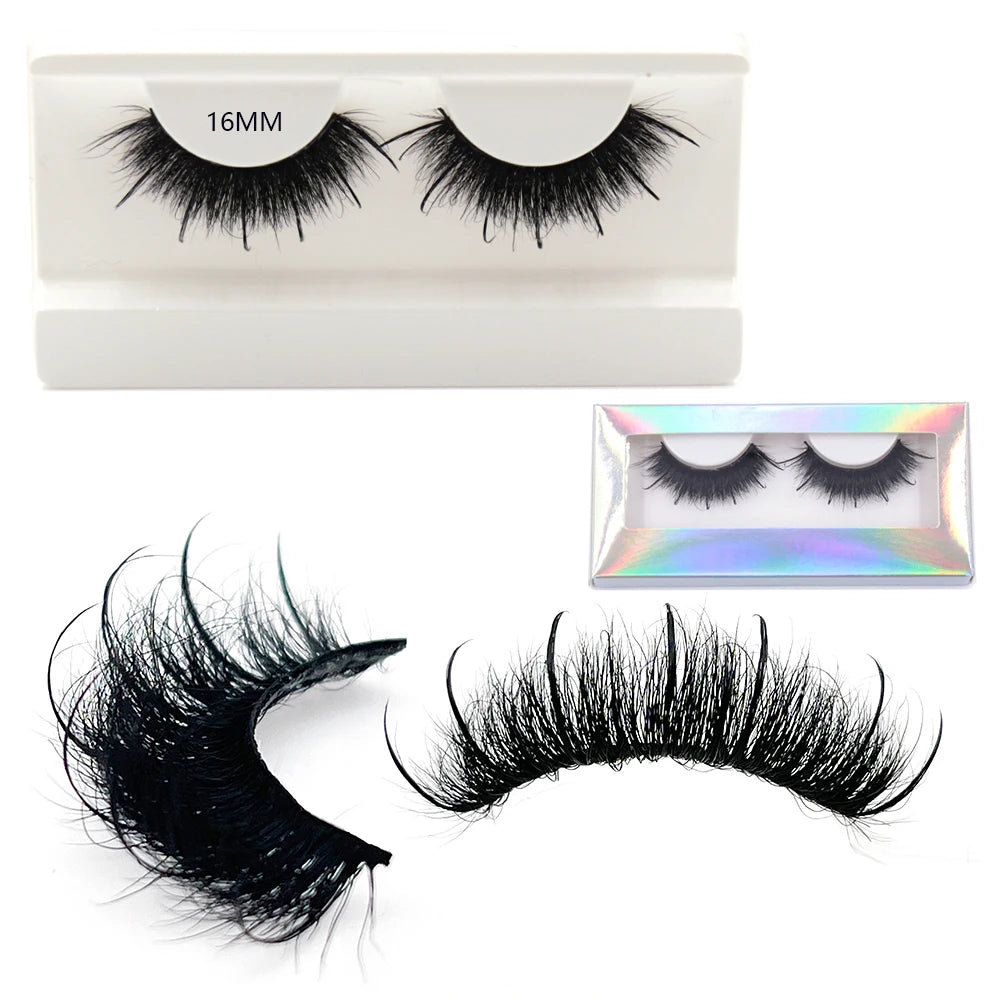 New Spike Real Mink Lashes High Quality 16mm 18mm 20mm 25mm Volume Fluffy Wispy Strip Lashes Suppliers Wholesale Mink Eyelashes