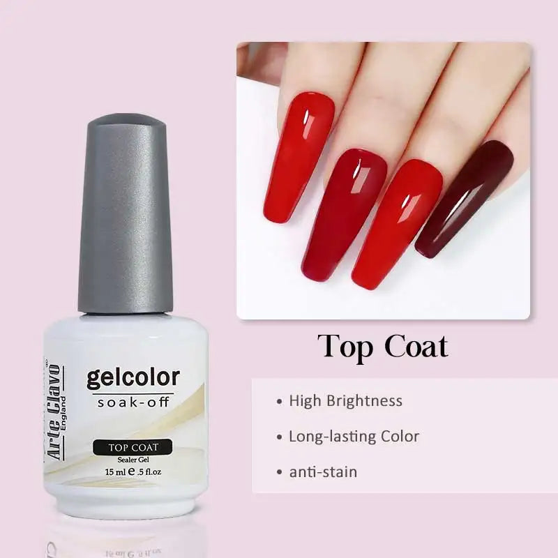 Arte Clavo Transparent Nude Pink Color Jelly Gel Nail Polish Semi Permanent 15ml Top Coat Soak Off UVLED Varnish Nail Art Design