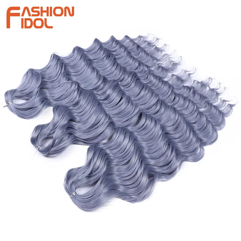 Anna Hair Synthetic Loose Deep Wave Braiding Hair Extensions 24 Inch Water Wave Braid Hair Ombre Blonde Twist Crochet Curly Hair