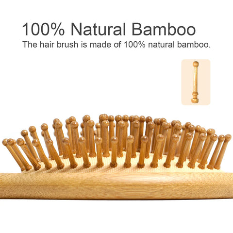 1pc Bamboo Hair Brush（Natural Wooden Massage Cushion）Wide-Tooth Detangling for Thick Hair, Scalp Care for Women Men