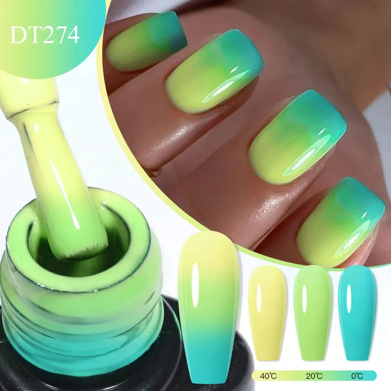 MEET ACROSS 7ml Thermal Gel Nail Polish Ultra-thin 3 Layers Temperature Changing Soak Off Nail Art Gel Varnish For Manicure
