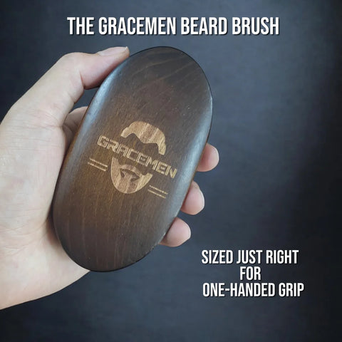 Gracemen Beard Kit - Retro Beard Brush & Dark Wooden Comb & Stainless Steel Scissors Gift Grooming Set for Men With Storage Bag
